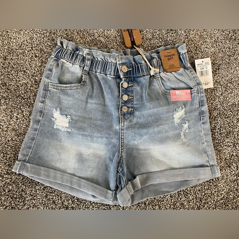 Hippie Girl jean shorts. Size 14 youth. NWT